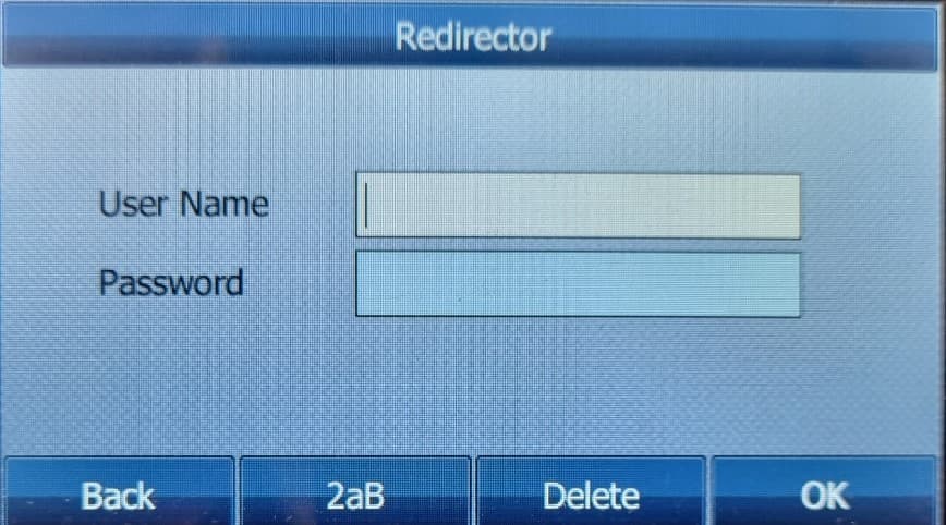 Login screen